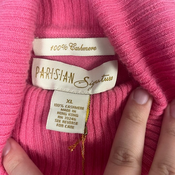 New Parisian Signature Pink Turtleneck 100% cashmere size xl - Picture 2 of 5